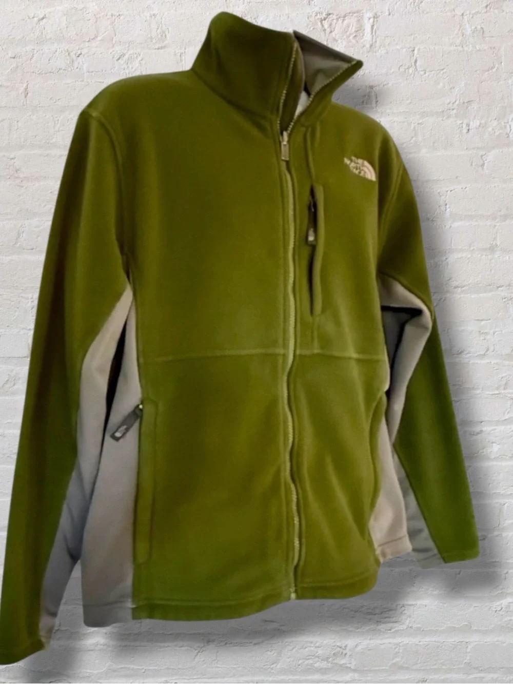 The North Face Full Zip Fleece Jacket Men’s Large Olive Green Gray TKA 100
